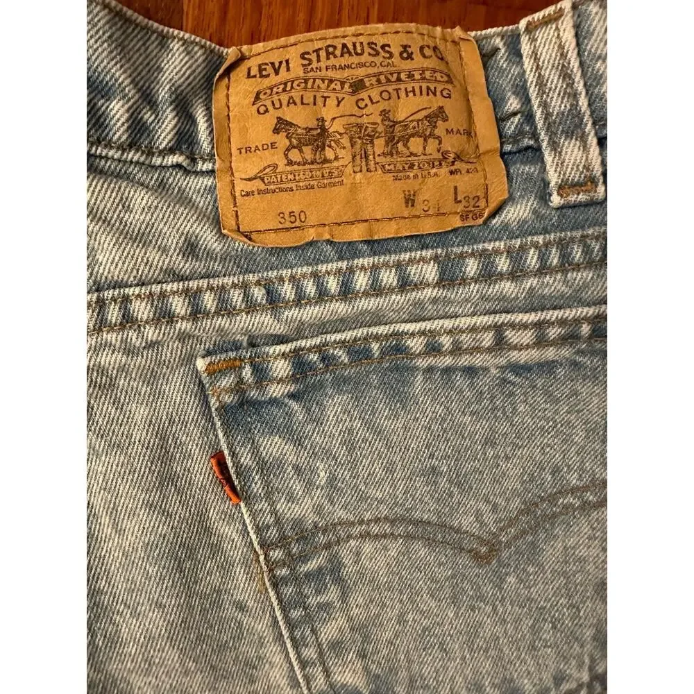 Vintage Levi’s 350 Orange Tab Jeans Made in USA Light Stone Wash Tag 34x32 Rare